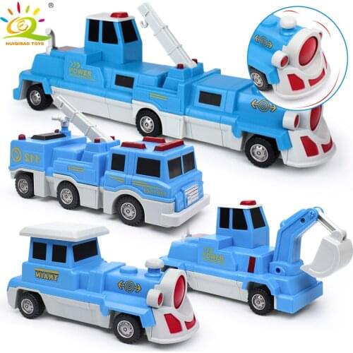HUIQIBAO TOYS 3pcs Magnetic Engineer Lifting vehicles Building Blocks For Children Construction Educational Toys innovation game