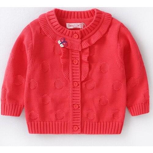 Girls cardigan kids clothing new 2020 spring infant Cotton top sweaters baby girl coats infant O-Neck Ruched KNIT cute sweater