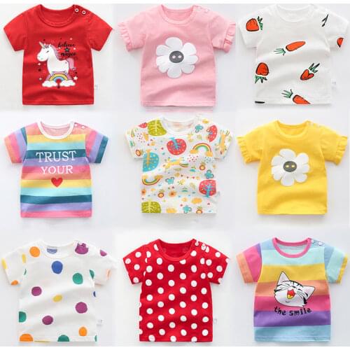 Baby Girl Summer New T-shirt Cotton Cartoon Print Kids Tops Childrens Short Sleeve Toddler Clothes