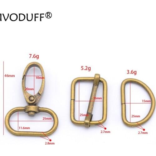 1 inch Metal Slider Tri Glide D Ring Adjustable Buckle For Backpacks Straps, Metal Snap Hook For Bags DIY Accessories