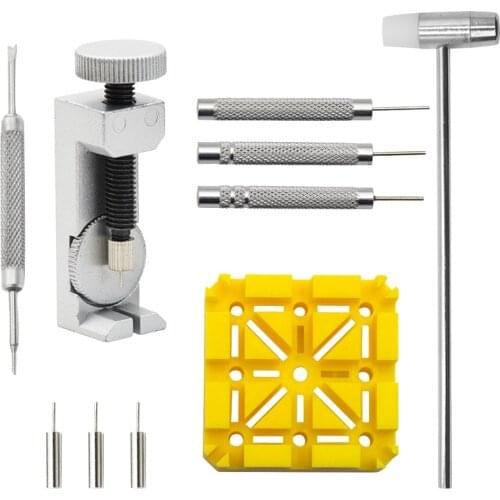 10pc Watch Repair tool Kit Watch Link Pin Remover Hammer Punch Pins Strap Holder Kit Watch Repair Accessories Tools Watch mender