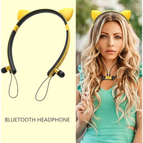 Cute Cat Cosplay Wireless Earphone Stereo Earbuds Magnetic Bluetooth-Headset With Mic For Phone girls gifts