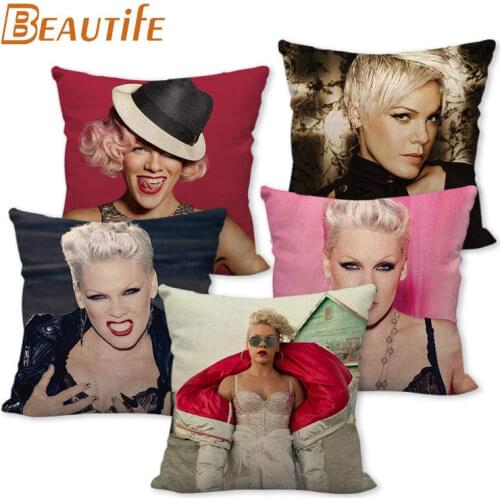 Custom P!nk Pillowcase 45X45cm Wedding Decorative Pillow Cover Eco-Friendly Cotton Linen Fabric Pillow Case