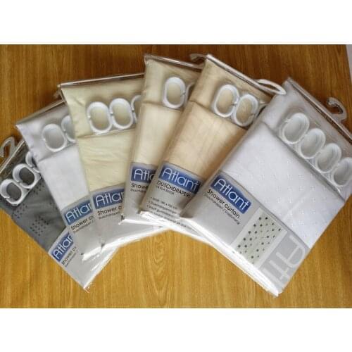 Mould proof and waterproof polyester cloth bath curtain monochrome plain dark jacquard shower curtains with pendant 180 * 200