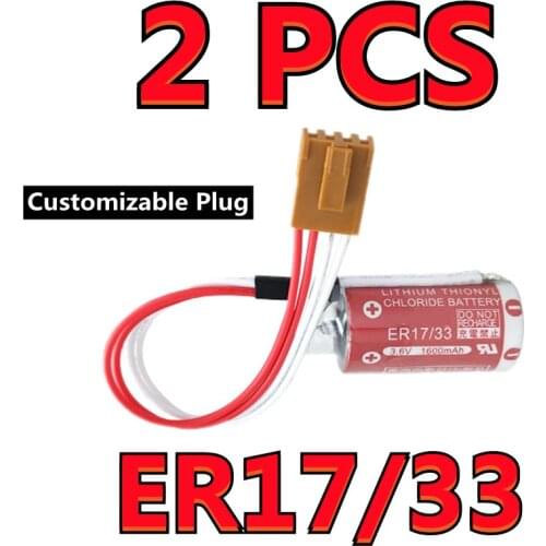 2PCS Original For MAXELL ER17/33 3.6V 1600mAh Li-ion Thionyl Chloride PLC Battery With Four- Hole Connector (Customizable Plug)