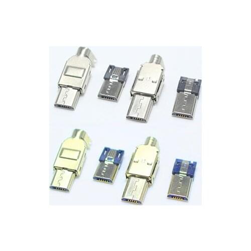 5set Micro USB 5PIN Welding Type Male Plug Connector Charger 5P USB Tail Charging jack 3 in 1 Gold / Nickel Plated Parts