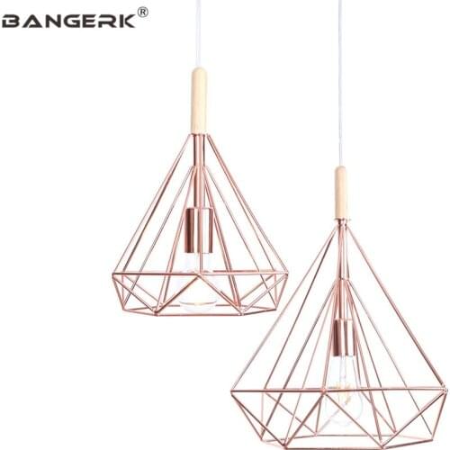 Loft Decor LED Pendant Lamp Rose Gold Iron Wood Hanging Light Fixtures Modern Dining Room Bedroom Bar Home Lighting Droplight