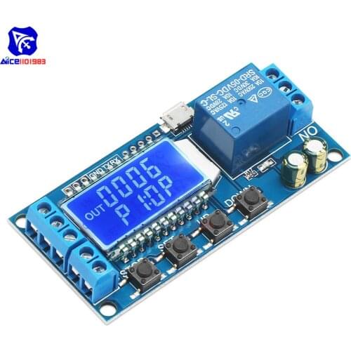 Time Delay Relay 5V Delay-off Cycle Timer 0.01s-9999mins Trigger Delay Switching Relay Module with LCD Display with Micro USB