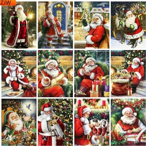 Christmas 5D DIY Diamond Painting Santa Claus Rhinestone Picture Diamond Embroidery Handicraft Holiday Gift