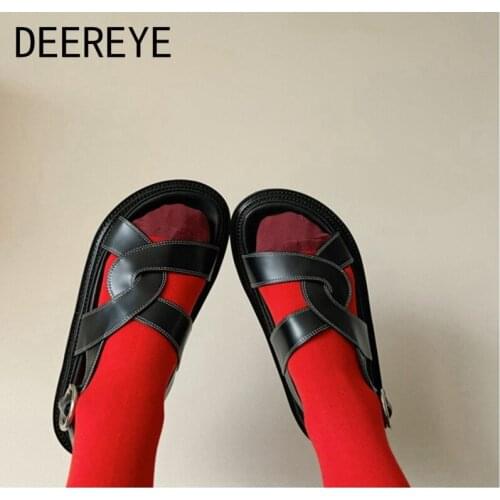 Comfortable Casual 3cm Flat Sandals Woman Female Cross Big Belts Girls Slingback Ankle Buckle Brands Luxury Beach Daily Shoes