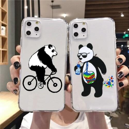 Cartoon Panda Soft TPU silicone Phone Case For iPhone 6s 7 8 Plus 12pro 11pro Max Love Heart Cases For iPhone X SE 12mini Cover