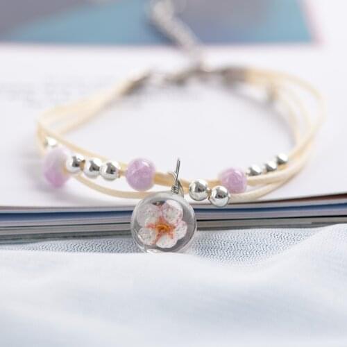 Hand-made Glass Charms Bracelets Crystal Transparency Flower DIY Boho Ceramic Bracelets Bracelets Party gift Jewelry #FY208