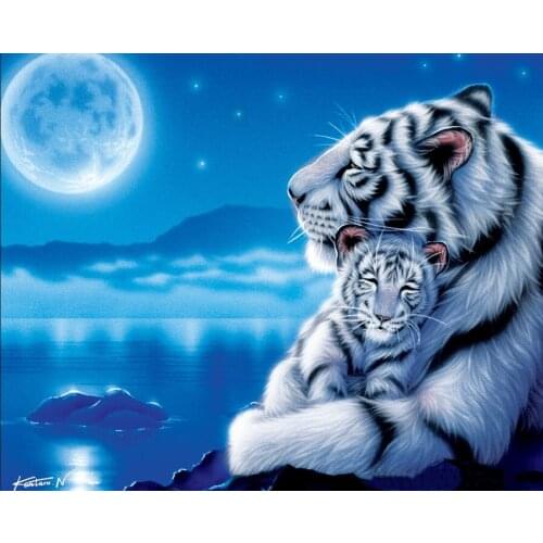 Tiger Cub, Tigress. Animal oil painting Needlework,Cross stitch kits Stylish for Embroidery,Crafts Art 14CT DIY Handmade Decor