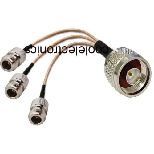 N Male Plug to 3 N female Jack Connector RF Pigtail Y RG316 Extension Cable 10/15/20/30/50cm /1m