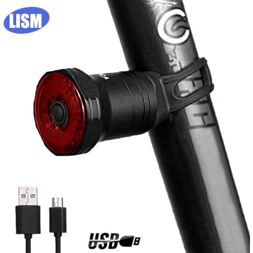 Smart Brake Bike Rear Lights Auto Sensing USB Chargeable Cycling Bicycle Tail Light IPX6 Waterproof Taillight with 2 Brackets