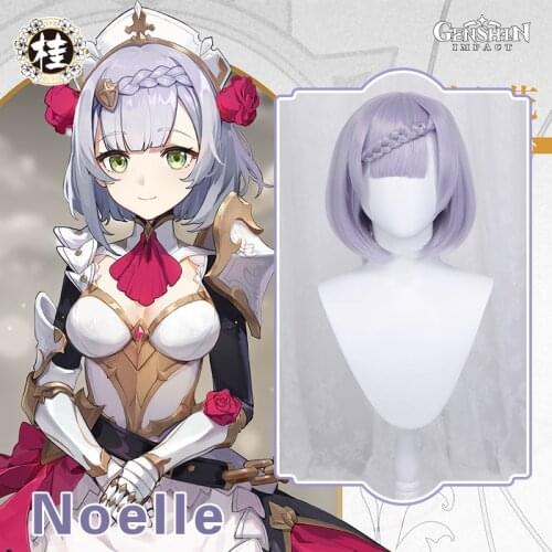 Pre-sale UWOWO Game Genshin Impact Noelle Cosplay Wig 35cm Short Game Hair Heat Resistant Synthetic Wigs