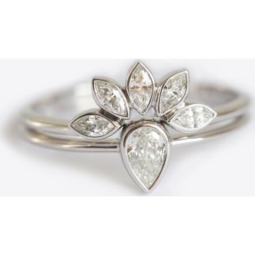 Gorgeous Women Rings 1 Pair Ring/Set white Gold Filled Wedding Engagement Ring Stylish Jewelry Accessories