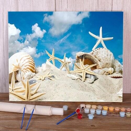 Landscape Seaside Beach Paint By Numbers Complete Kit Oil Paints 50*70 Paiting By Numbers Paintings Crafts Adults Drawing