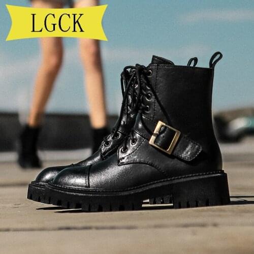 Plus Size 34-39 Womens Winter Shoes Boots Genuine Leather Ladies Horsehide Boots Warm Non-slip Student Womens Ankle Boots