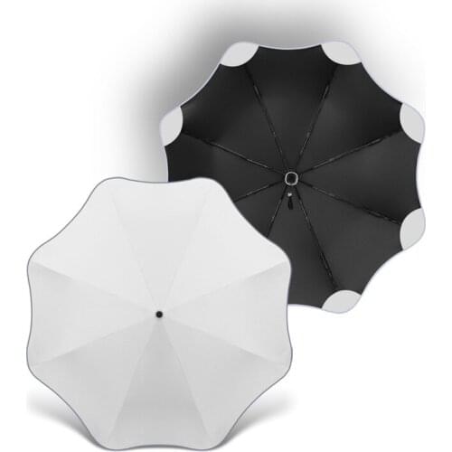 Round corner automatic umbrella folding sun umbrella female sunshade, sun protection, UV protection, both sunny and rainy