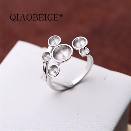 QIAOBEIGE New arrival five differenr size freash water pearl Sterling Silver Ring for Women party birthday love gift
