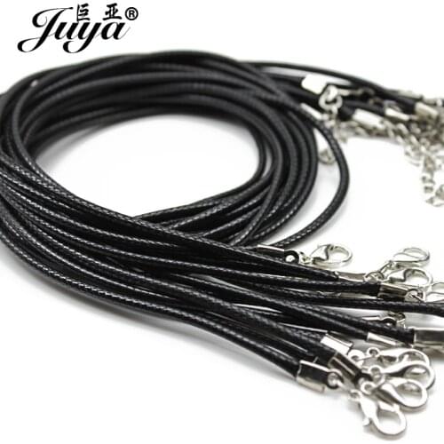 Jewelry Making 10PCS Genuine Leather Cord Chains 2mm Diameter Adjustable Braided 45cm Rope Lobster Clasp String DIY Necklace