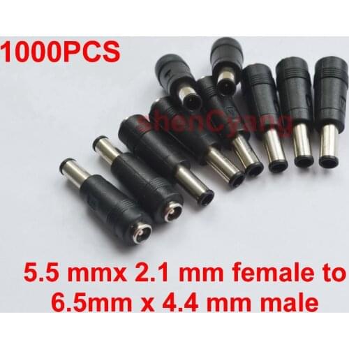 1000PCS High quality 5.5mm x 2.1 mm female to 6.5 mmx 4.4 mm male AC DC Power Connector Adapter Laptop