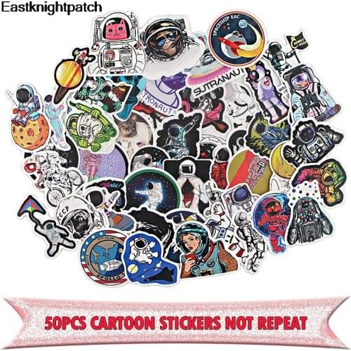 E1733 50pcs Astronaut Space Sticker DIY Scrapbooking Album Bag Luggage Laptop Phone Notebook Decal Waterproof Decoration