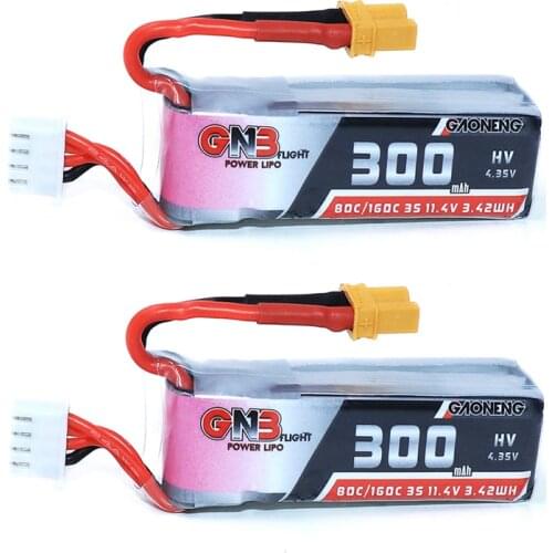 2PCS Gaoneng GNB 300mah 3S 11.4V 80C/160C HV Lipo Battery With XT30 Plug For BETAFPV Beta75X 3S Beta65X 2S Whoop Drones Parts