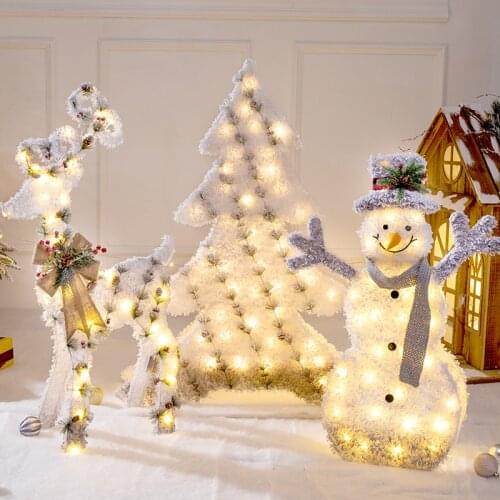 Home Decor Accessories Christmas White Snowman Fawn LED Lights Christmas Tree Decoration 2022 New Year Gift Christmas Ornaments