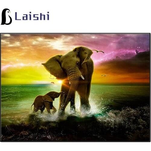 Elephant Parent-child Diamond Painting Full Square Cross Stitch Handwork Gift Bead Embroidery Kit Diamond Art Animals Home Decor