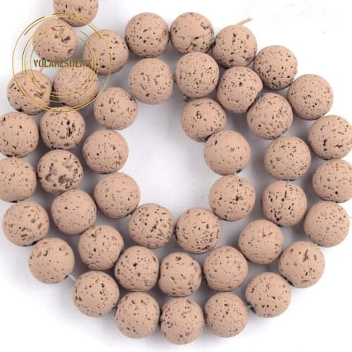 Natural Stone Brown Lava Hematite Volcanic Stone Beads Round Loose Spacer Beads For Jewelry Making DIY Bracelet 4/6/8/10mm 15"