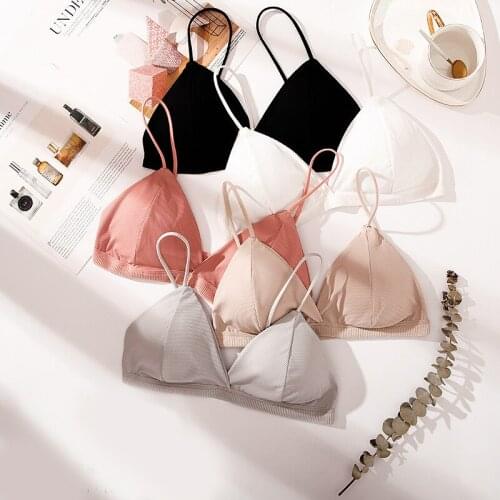 French triangle cup Wireless bra sexy back underwear female thread ice wire bra lingerie 5 colors brallette