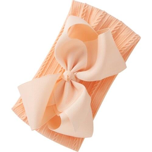 Cable Knit Headband For Children Big Bow Headwrap Ribbon Knot headbands Newborn Turban Baby Girl Hair Accessories Large Hair Bow