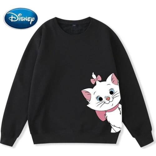 Disney Fashion Marie Cat Cartoon Print Unisex Streetwear Sweet Women Couples Sweatshirt Long Sleeve O-Neck Tops 9 Colors Female