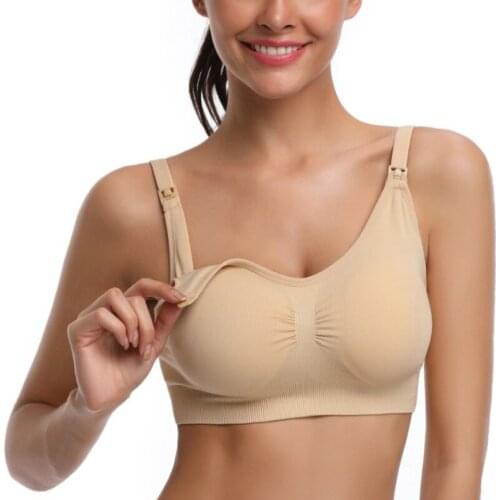 Women Front Buckle Adjustable Nursing Bra Full Cup Seamless Padded Push Up Maternity Breastfeeding Underwear