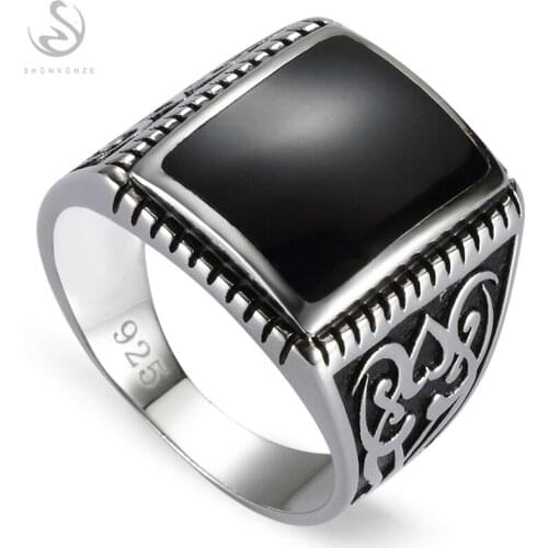 Eulonvan 925 sterling Silver Jewelry & Accessories finger gothic Wedding rings for men Black Resin S-3807 size 7 8 9 10 11 12 13