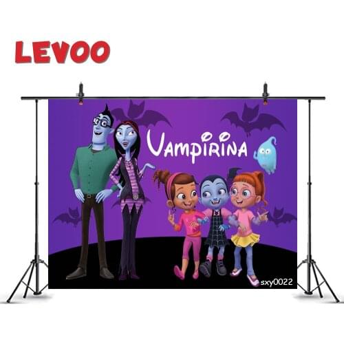 LEVOO New Cartoon Backdrop Magical Vampire Family Birthday Girls Purple Photo Background Photophone Photo Zone Photography Props