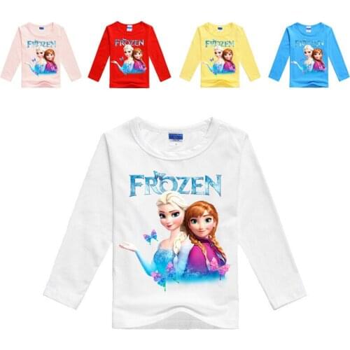 Disney Frozen Elsa Princess Anna girls new 3-8years old casual long-sleeved T-shirt spring and autumn cartoon long-sleeved shirt