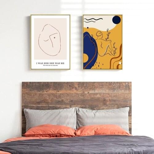 Hd Home Decoration Canvas Line Painting Girl Pictures Wall Artwork Prints Modular Abstract No Framework Poster For Living Room