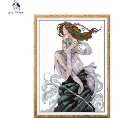Joy Sunday The daughter of the sea 2 Cross Stitch 11CT Printed Fabric 14CT Canvas DMC Counted Cross-stitch set NKF Embroidery