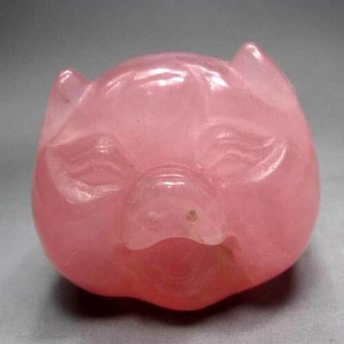 1.5"/100g Rose Quartz Pig Handmade Stone Carving - crystals and stones healing Mineral specimen Home Decor feng shui XX0327/15