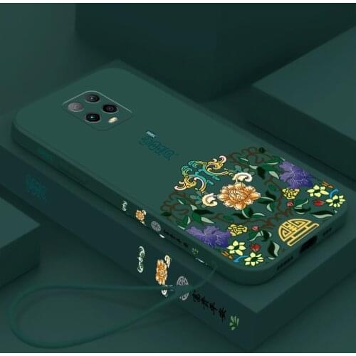 Chinese Auspicious Retro Palace Soft Gel Liquid Silicone Phone Cases For Xiaomi Redmi10X Pro 5G Casing With Phone Straps