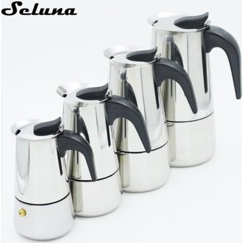 2/4/6/9 Cup Moka Coffee Maker Pot Stainless Steel Espresso Maker Latte Italian Stovetop Filter Mocha Moka Coffee Pot for Barista
