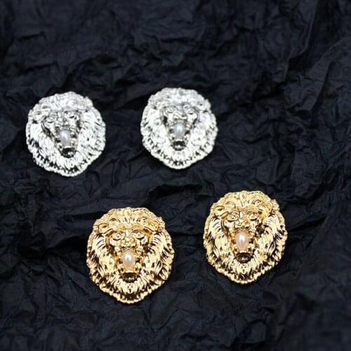 Gold Silver Color Metal Lion Imitation Pearl Stud Earrings 2020 New Vintage Fashion Alloy Animal Earring For Women Party Jewelry