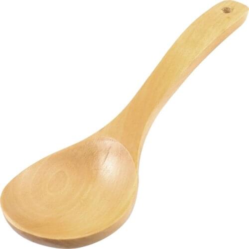 Hot Household Kitchen Wood Round Head Rice Scoop Soup Ladle Spoon 7.5" Long