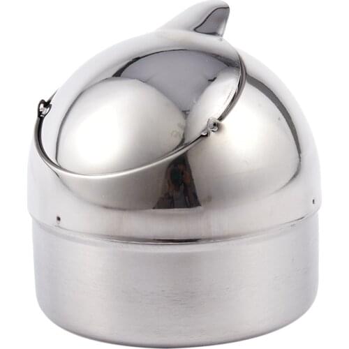 Metal Cylinder Cigarette Cigar Ashtray Silver Tone