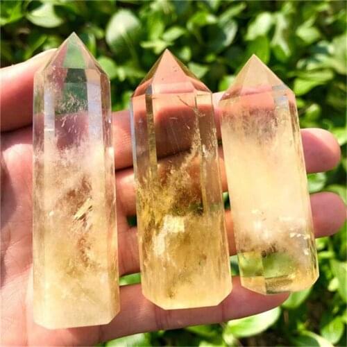 Natural polished citrine quartz wand point tower crystals healing stones for home decoration