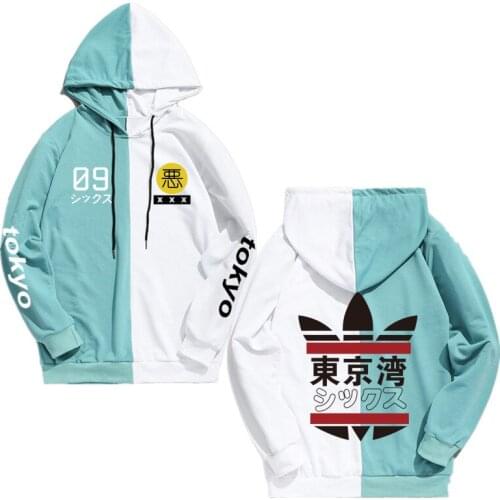 2021 Spring Autumn New Men Women Hoodies Harajuku Splicing Sweatshirts Tokyo Bay Hoodies Outwear Fashion Hip-Hop Boys Clothes