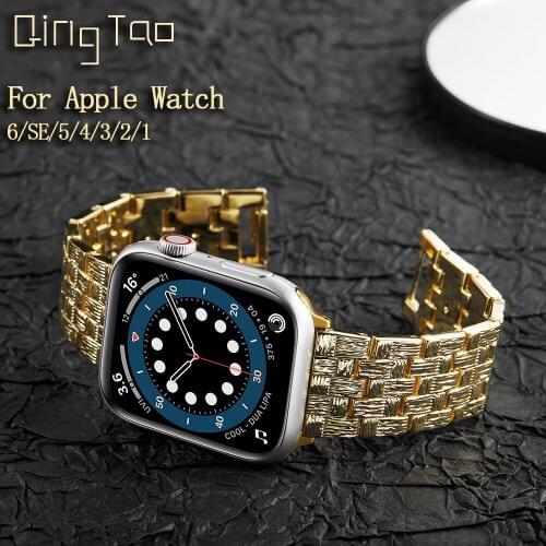QingTao VC braided Zinc alloy Metal strap for apple watch band 38mm 40mm 42mm 44mm Band Strap for iwatch 6/SE iwatch series 5432